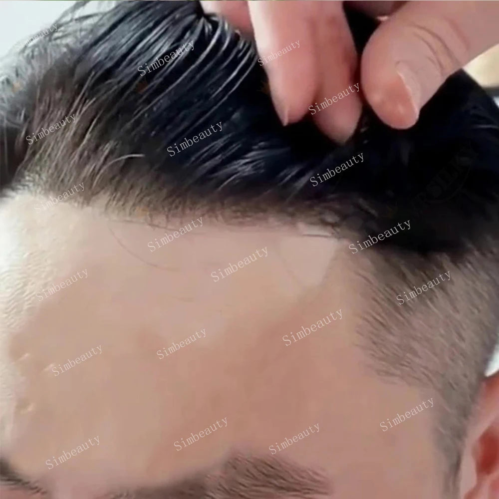 Super Micro Skin Grey 1B65 1B40 Human Hair Toupee Natural Hairline Hair Loss Solution Durable Black White Prosthes Replacement S
