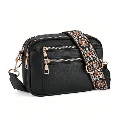 Retro fashion classic, women's multifunctional bag, zipper shoulder strap crossbody bag, small square bag, suitable for office w