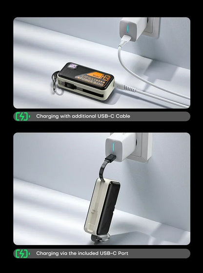20000mAh Mini Power Bank PD20W Fast Charging Comes with Cable Digital Display PowerBank for IPhone13 14 15 16 Samsung and Xiaomi