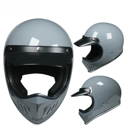 VOSS Retro Motorcycle Helmet, Retro Coffee Racer, Personality, Full Face, DOT Certified, Jetvintage silver mirror