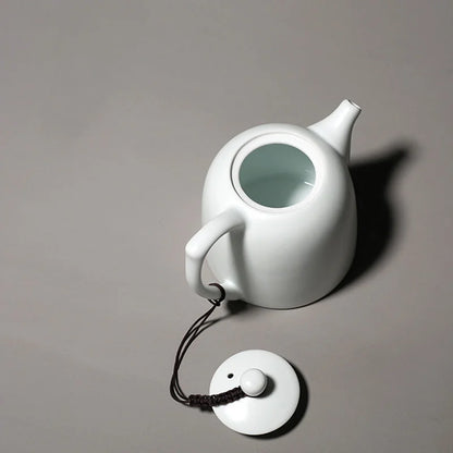220ml White Jade Porcelain Teapot Dehua Handmade Ceramic Teakettle Single Pots Kung Fu Tea Master Pots Office Decoration Teaset