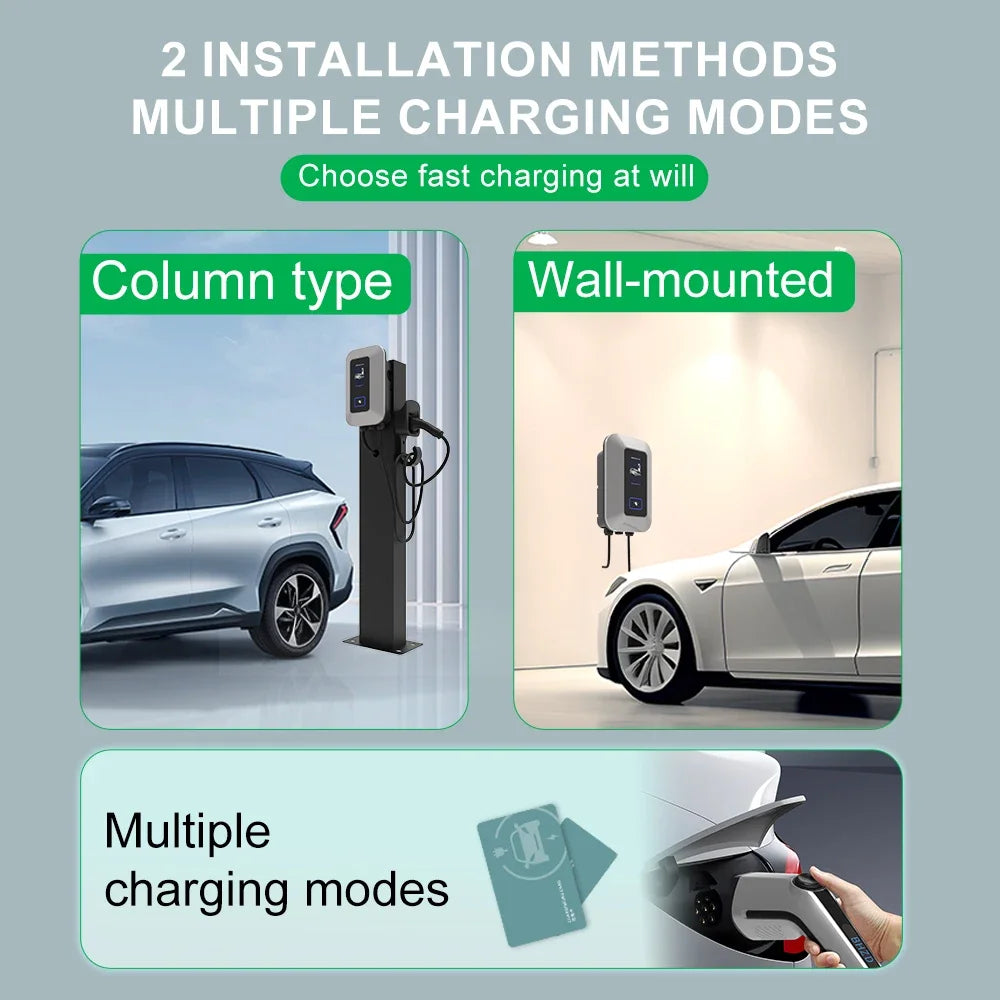 32A EV Charging Station 7KW 1Phase Electric Vehicle Charger Type2 EVSE Wallbox IEC62196-2 EV Charge Type 2 with 5M Cable