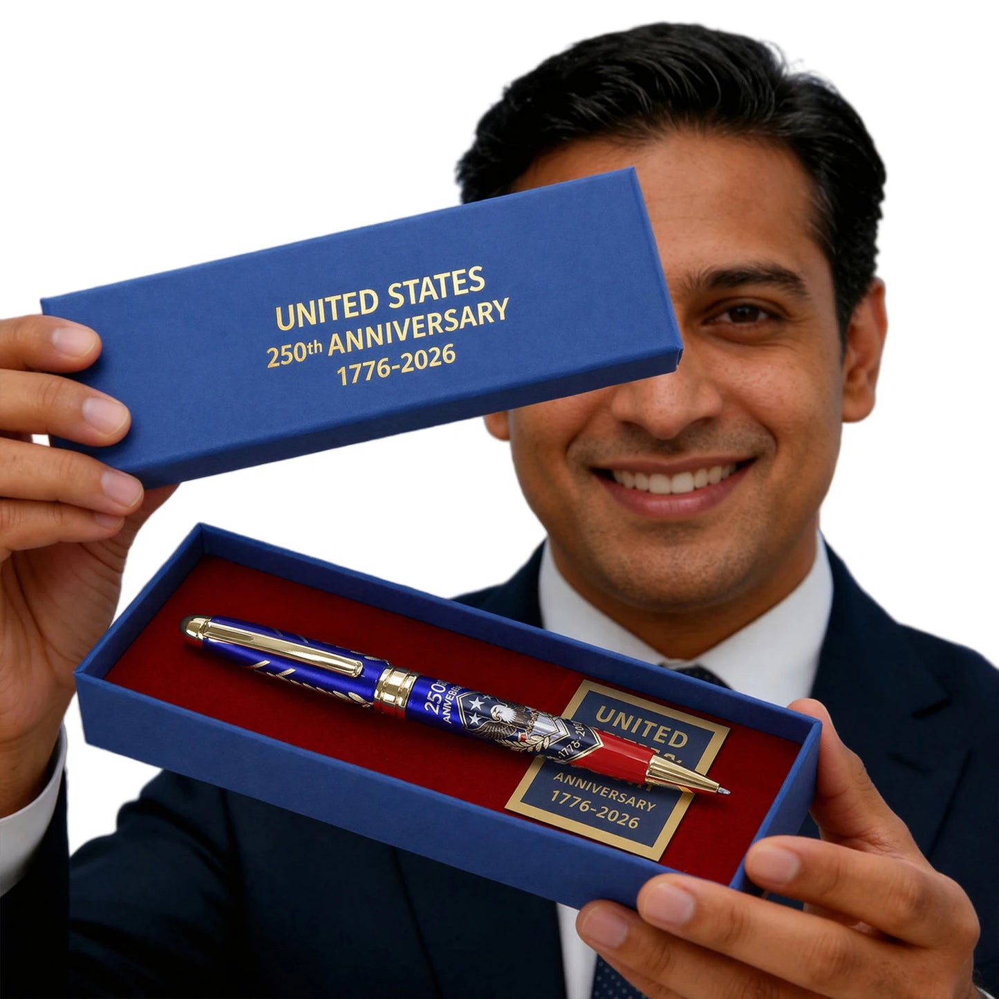 250th Anniversary Commemorative Ballpoint Pen With Gift Box Patriotic Engraved Gel Pens 1776-2026 Collector Item for Men Lawyers