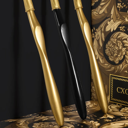 [4-pcs gift box] High-end black gold series three-sided brush head wrapped soft bristle toothbrush