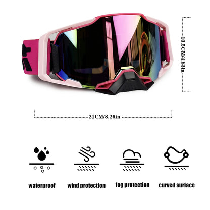 MX Goggles - Motocross Glasses with UV Protection, Anti Fog & Anti Slip for Off-Road Riding, Mountain Bike and Cycling