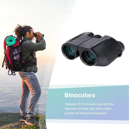 Binoculars 10X25 HD Mini Portable Telescope BAK4 FMC Coated Telescope Outdoor Bird Watching Hunting Travel Camping Ball Game