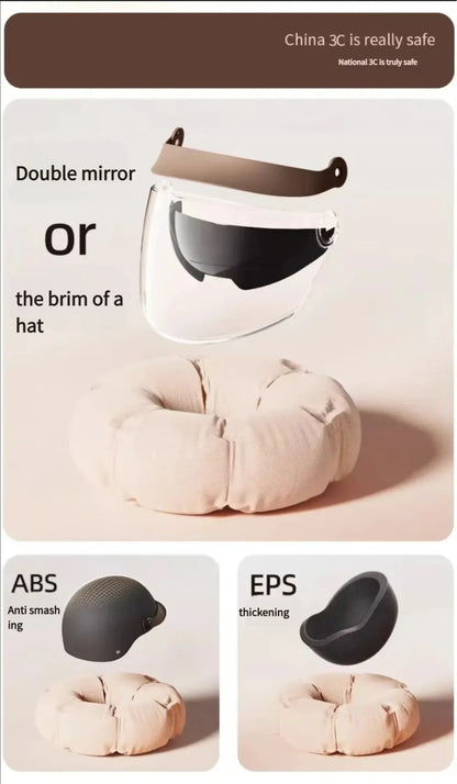 Vintage Ultra Light Electric Bicycle Helmet Sunscreen Breathable Motorcycle Half Helmet Fall Prevention Safety Helmets Riding