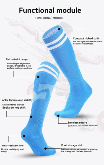 Loogdeel Kids Youth Adult Soccer Socks Stripe Knee High Softball Baseball Sports Socks Breathable Football Socks for Men Women