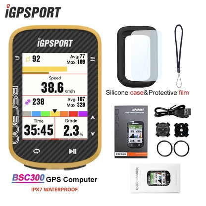 iGPSPORT BSC300 BSC 300 Yellow Computer ANT+ Wireless Bike Speedometer Bluetooth GPS route navigation notification Odometer