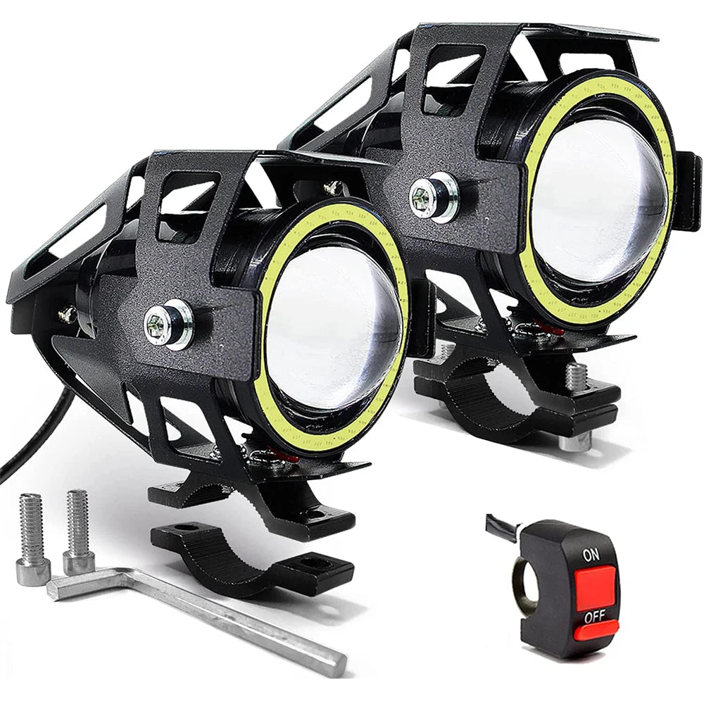 125W U7 LED Auxiliary Motorcycle Angel Eyes Headlight Explorers DRL Spotlights Bright LED Bicycle Lamp Accessories Foggers