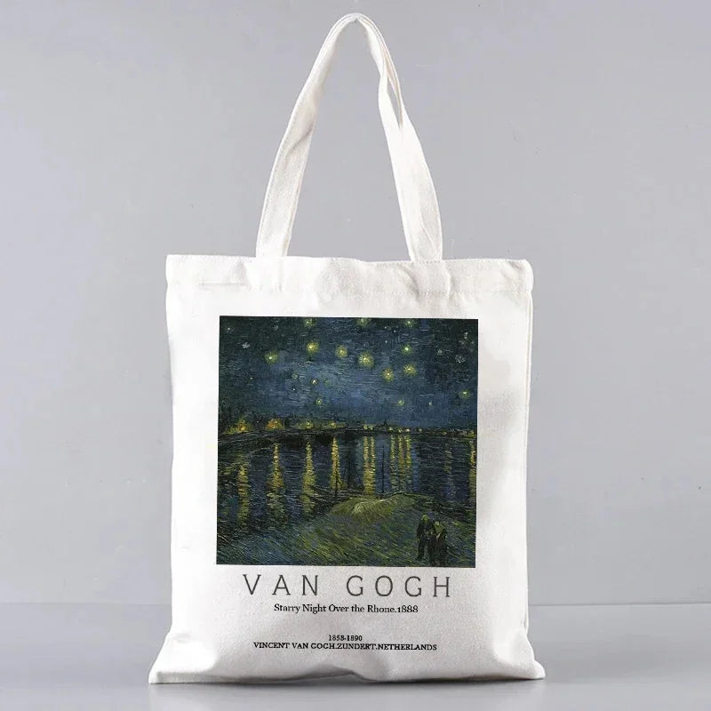 Vincent Van Gogh Capacious Tote Bag Casual Portable Shoulder Bag Lightweight Shopping Bag Big Reusable Canvas Bag Gift for Girls