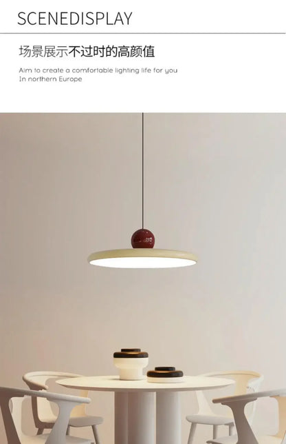 Nordic Cream Style Flying Saucer Pendant Light Restaurant Living Room Bedroom Bedside Lamp Home Interior Decorative Lamp 20/30cm