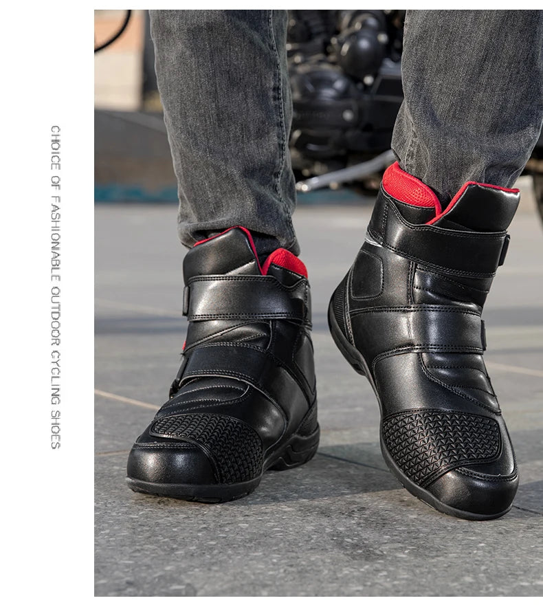 Man Motorcycle Boots New Breathable Anti-fall Rider Road Racing Motorcycle Shoes Microfiber Leather Men's Motos Protection Boot