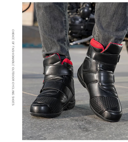 Man Motorcycle Boots New Breathable Anti-fall Rider Road Racing Motorcycle Shoes Microfiber Leather Men's Motos Protection Boot