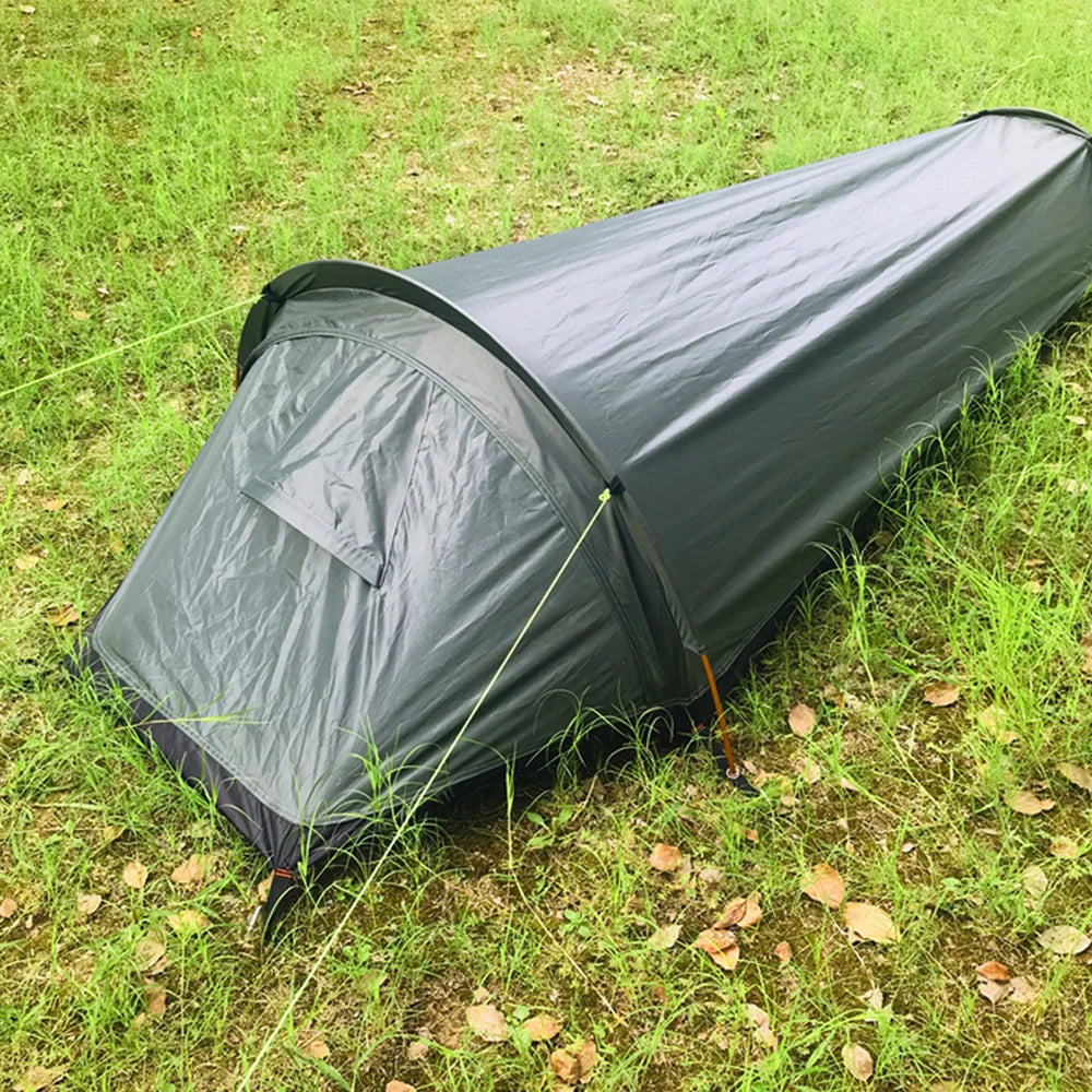 Portable Backpacking Tent Outdoor Camping Sleeping Bag Tent Beach Lightweight Single Person Sleeping Bag Tent with Storage Bag