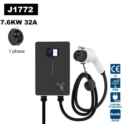 JIGU Type1 SAE J1772 EV Charger Station 32A Wallbox APP Function 7.6KW Charging Station Electric Vehicle Car