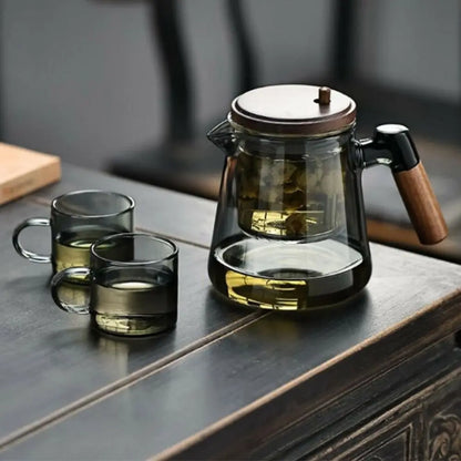 Creative Tea separation Glass Teapot 650ML Heat Resistant Lazy Kungfu Drip Teapot Transparent Press Control