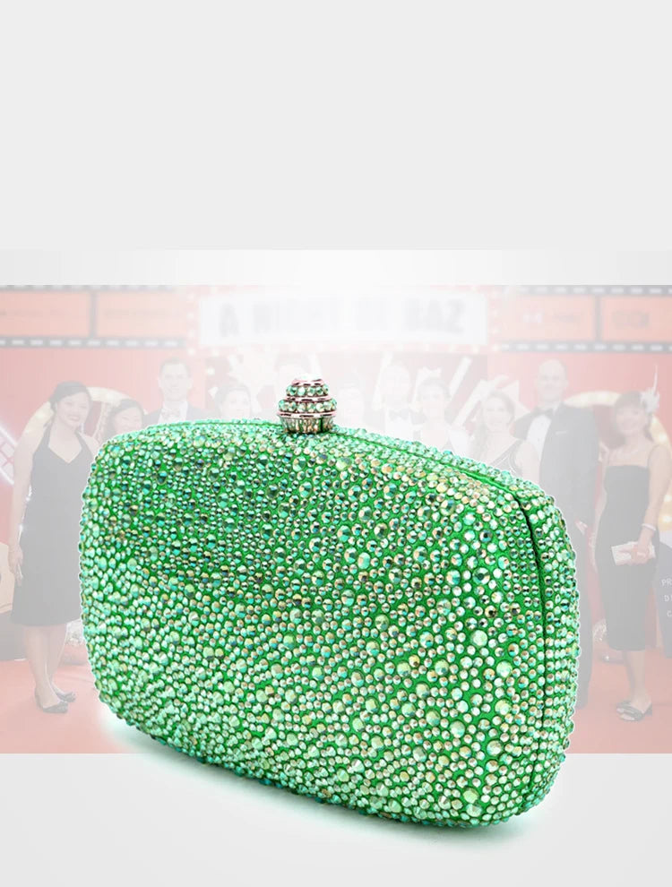 Evening Clutch Bags Green Bridal Clutches Bags Crystal Bridal Stones Purse Lady  Party Wedding Rhinestone Women Shoulder Handbag