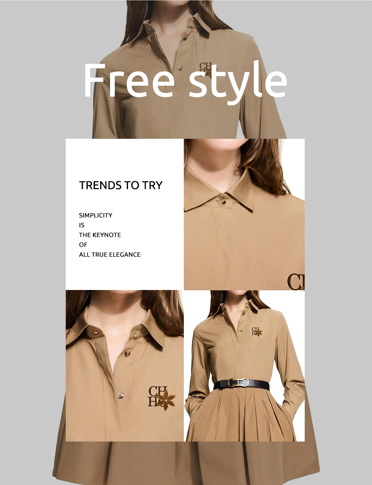 CHCH 2024 Fashion New Shirt Office Lady Shirt Women's Elegant Blouse Lapel Long Sleeve Leisure Commuting Top Female Clothing