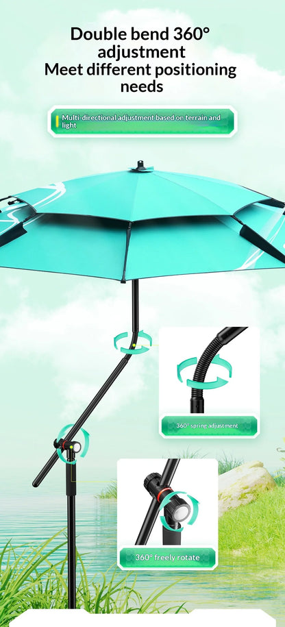 Heavy Duty Fishing Umbrella Thick UV Sunshade Three Fold Large Double Pole Beach Patio Camping Umbrella Base Included Outdoor