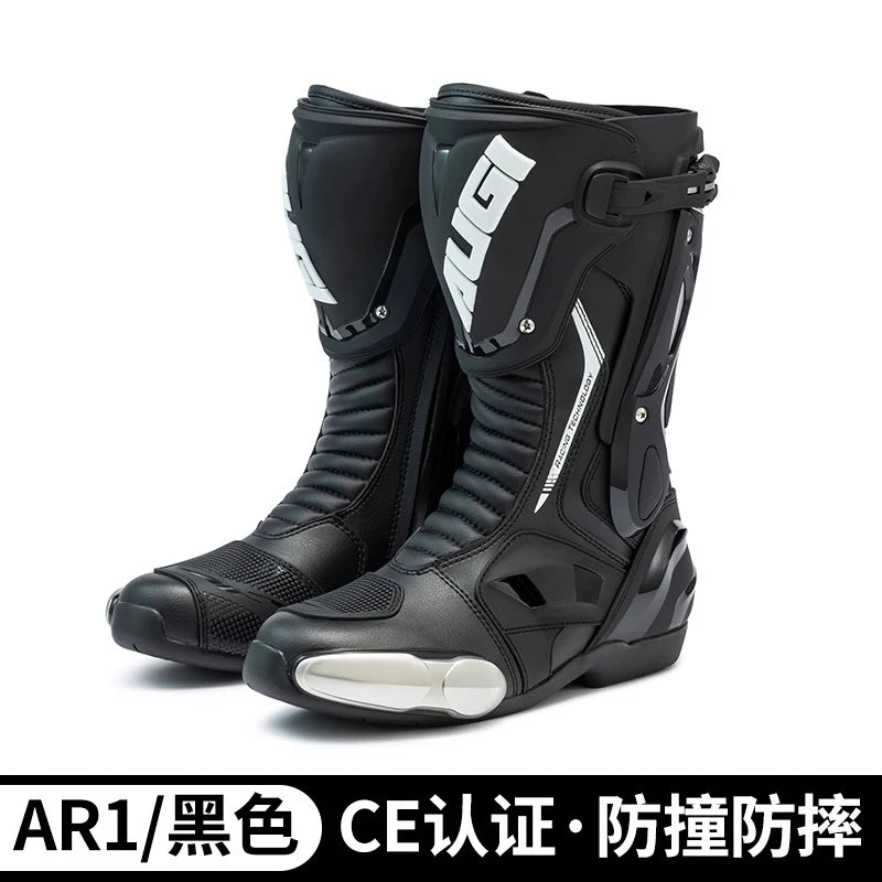 Green Motorcycle Boots Waterproof Motorcycle Boots Impact Resistant Botas De Seguridad Hombre Non-slip Botas De Moto Lightweight