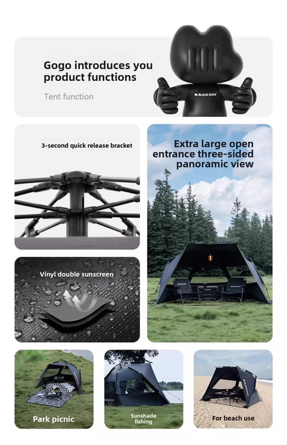 Naturehike BLACKDOG Camping Automatic Tent Waterproof Sun Shelter Beach for 2-3 People Outdoor Travel Picnic 150D Dome Tent New