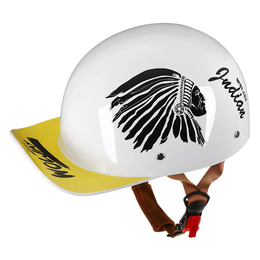 Vintage Motorcycle Helmet Retro Baseball Cap Open Face Half Hat Helmet Men Women Chopper Electric Motorcycles Cruiser Scooter