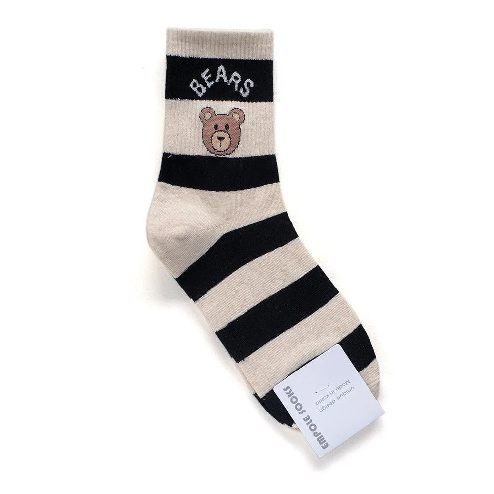 New Good Quality Cartoon Elegant Lady Bear Women's Cute Socks Cotton Harajuku Style Woman Novelty Breathable Sox Christmas Gifts