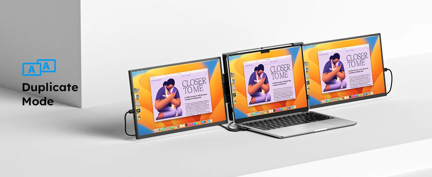 15.6inch Triple Screen Extender For Laptops 1080P FHD IPS Portable Dual External Monitors For Macbook Windows Extension 13-17"