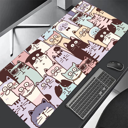 Black Cat Clouds Fast Delivery Keyboard pad lock-edge Extended Mousepad kawaii Pink Purple Office desktop protection pad XXL rug