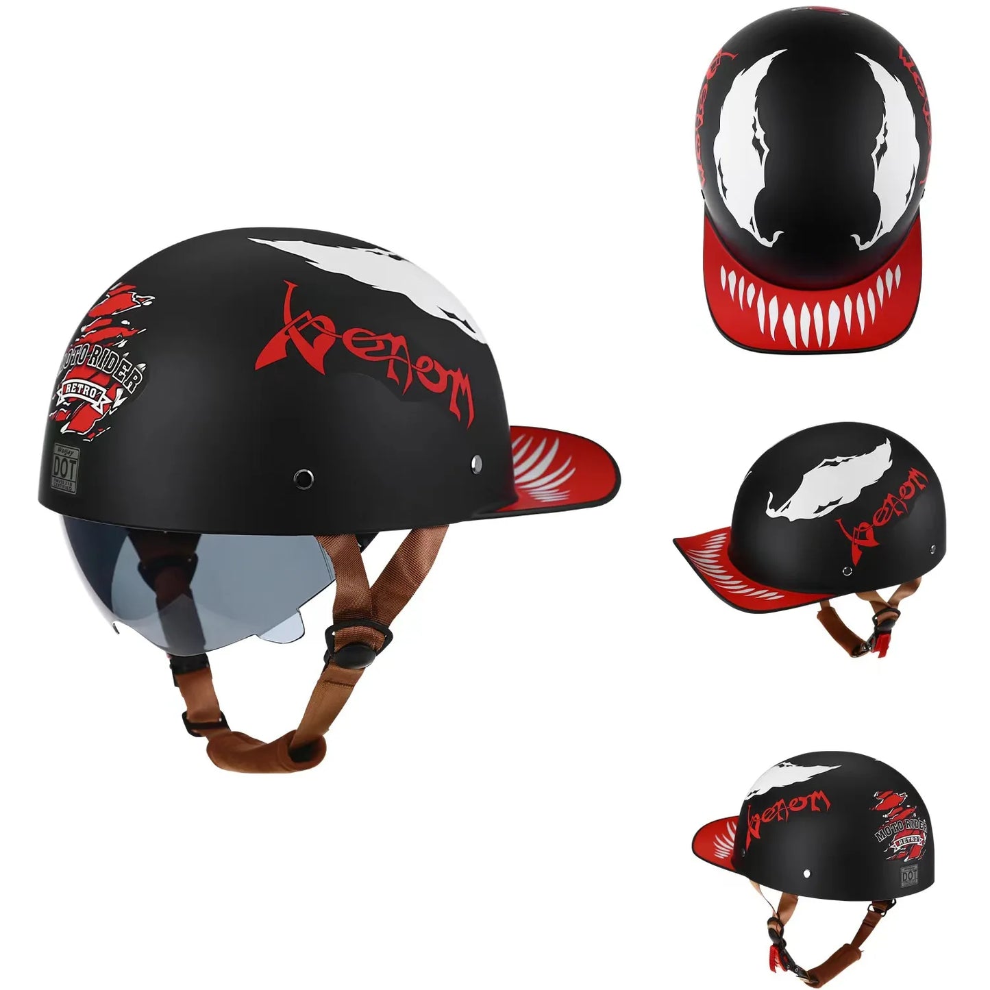 Vintage Motorcycle Helmet Retro Baseball Cap Open Face Half Hat Helmet Men Women Chopper Electric Motorcycles Cruiser Scooter