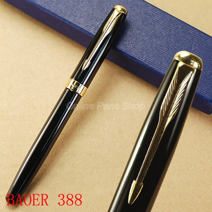 Baoer Red Green Black Blue Grain & Golden Roller Ball Pen BR020
