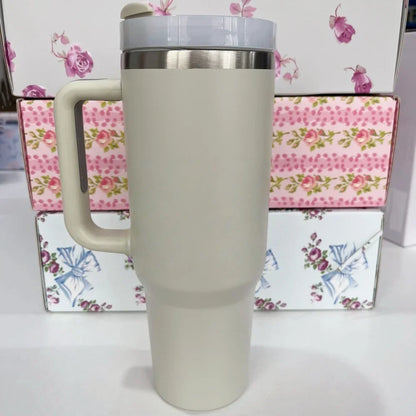 40oz Tumbler withLOGO Handle Lid Straw Stainless Steel Vacuum Insulated Quengher H2.0 Thermos Cup Silicone Boot for Stanleys