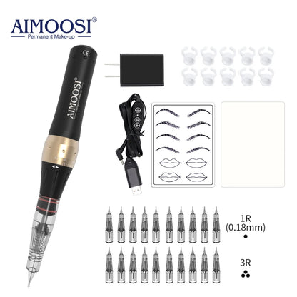 AIMOOSI M7 Tattoo Machine Set Microblading Eyebrow PMU Gun Pen Needle Permanent Makeup Machine Professional Supplies Beginner