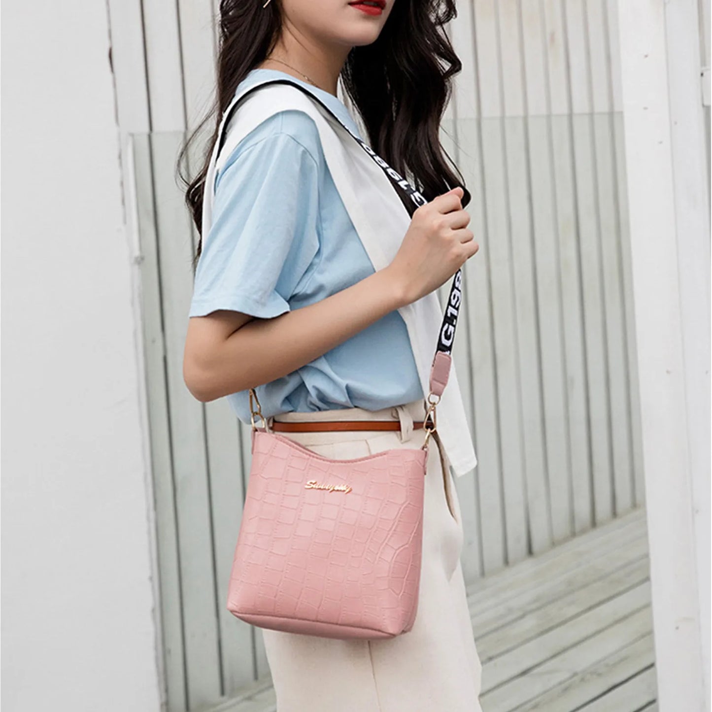 New Women'S Classic Shoulder Handbag Multi-Functional Fashion Crossbody Bag Wide Shoulder Strap Mini Pu Leather Mobile Wallet