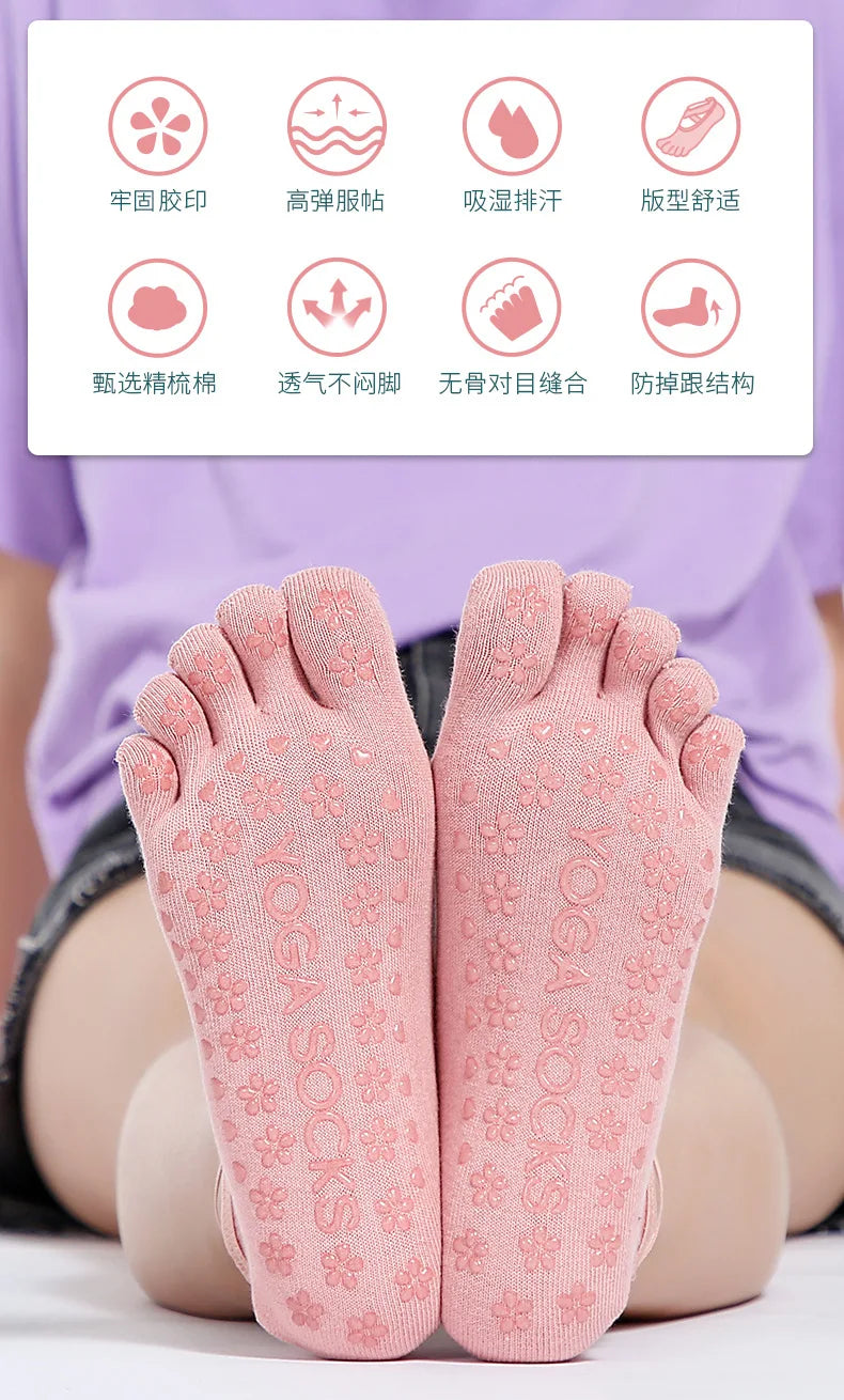 Yoga Dance Indoor Sports Silicone Anti slip Cross Strap Finger Socks