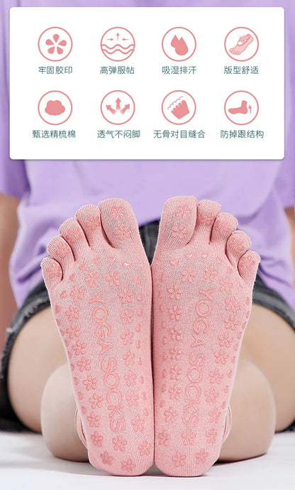 Yoga Dance Indoor Sports Silicone Anti slip Cross Strap Finger Socks