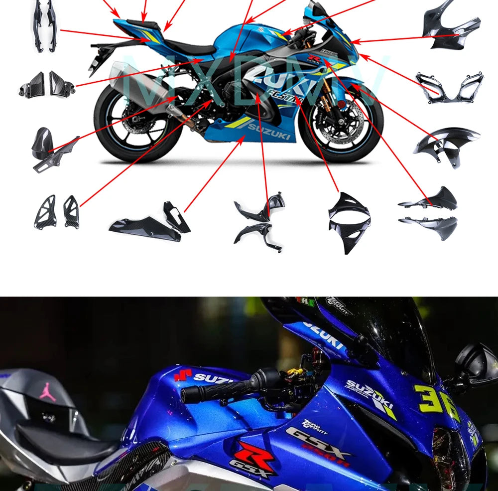 For Suzuki GSX-R1000R L7 2017-2022 2023 2024 Motorcycle 3K Dry Carbon FiberFender Fuel Tank Guard Side Panel Full Fairing Kits