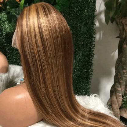 34Inch 4/27 Highlight Wig Human Hair 13X4 Lace Frontal Wig Straight Human Hair Wigs 5x5 Glueless Wig 200 Density For Women