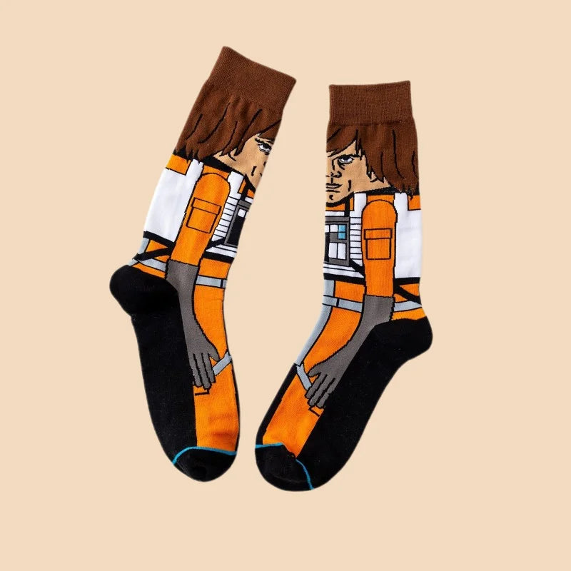 1 pair Autumn Winter Anime Socks Movie Women socks Master Yoda R2-D2 Cosplay Socks Wookiee Jedi Knight Novelty Men's Socks 37-45