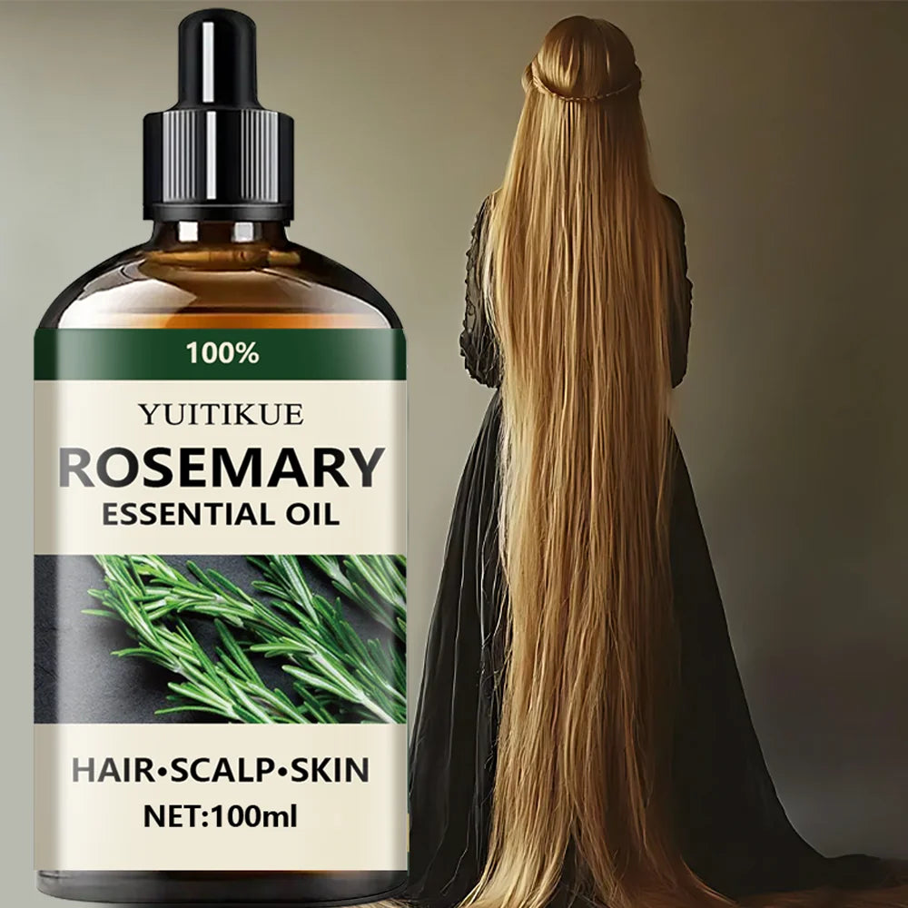 YUITIKUE 100% Pure Rosemary Essential Oil 10ml - For Hair Growth, Scalp Care, Skin & DIY, Natural & Undiluted