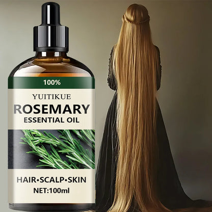 YUITIKUE 100% Pure Rosemary Essential Oil 10ml - For Hair Growth, Scalp Care, Skin & DIY, Natural & Undiluted