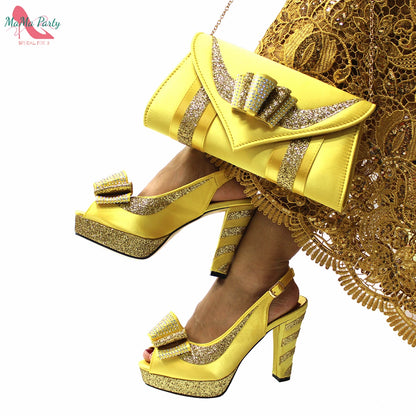 2025 Red Elegant Style Italian Women Shoes Matching Hand Bag Set  Slingbacks Sandals with Platform for Party