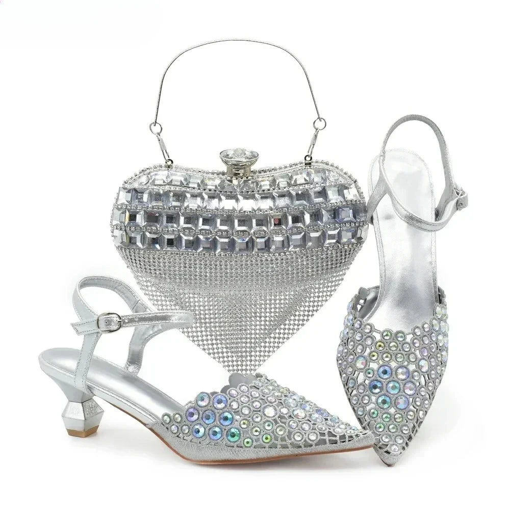 Hot Selling Pointed Toe Ladies Shoes Matching Bag Set for Nigeran Wedding Party Pumps Shoes for Women 2026 Designer Luxury