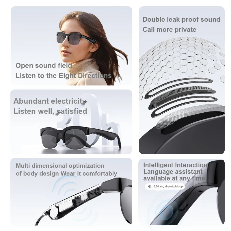Lenovo 2026 New AI Smart Glasses: AI Translation, HD Hands-Free Calling, AI Chat Logging, Music Playback Type-C Smart Glasses