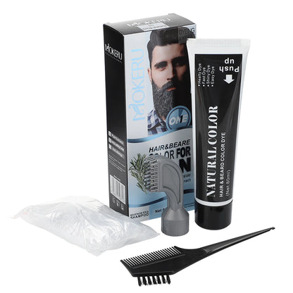 Hair Dye Cream Black Beard Dye Cream For Men Permanent Plant Beard Dye Shampoo Fast Cover White Grey Beard Hair Care