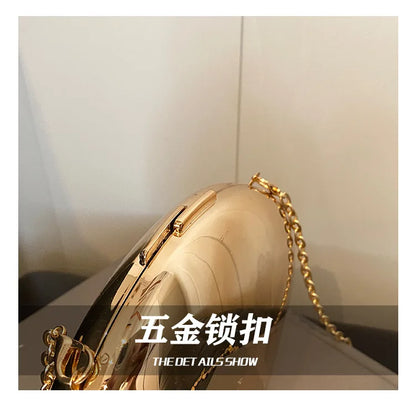 Designer Acrylic Shell Shape Clutch Bag Gold Silver Women Evening Party Bag Cute Shiny Metal Shoulder Crossbody Bags Small Purse
