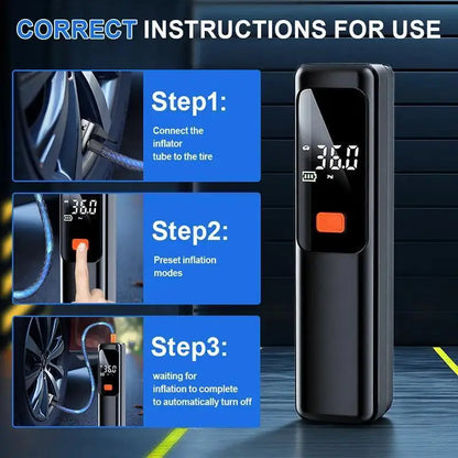 Wireless Portable 150PSI Tire Inflator Electric Air Pump Rechargeable Digital Pressure Gauge Auto Shutoff LED Light for Car Bike