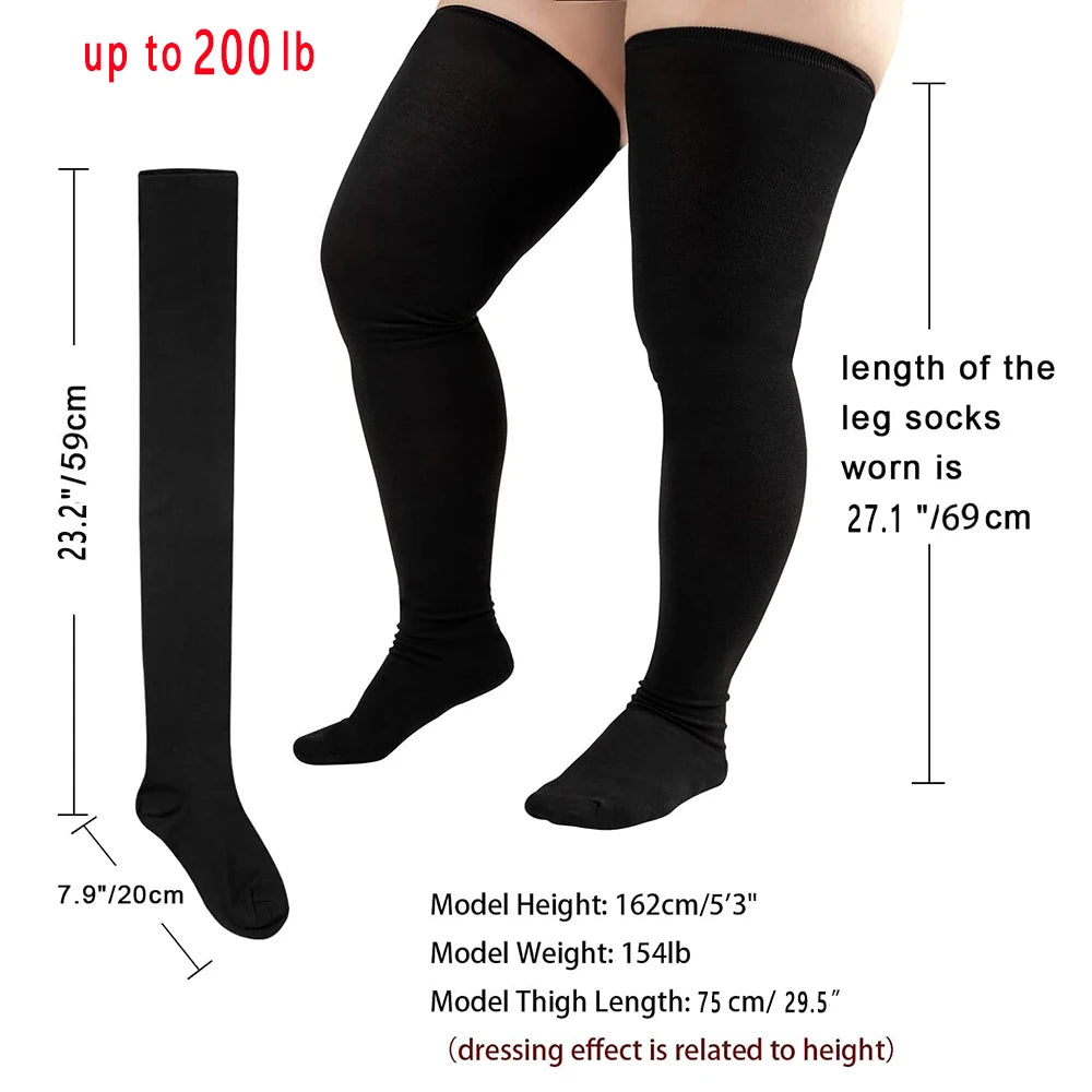 TRALOW  Plus Size Thigh High Socks Extra Large Stripe Over Knee High Stockings for Women Comfortable and Warm For Cosplay Yoga