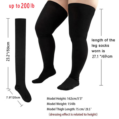 TRALOW  Plus Size Thigh High Socks Extra Large Stripe Over Knee High Stockings for Women Comfortable and Warm For Cosplay Yoga